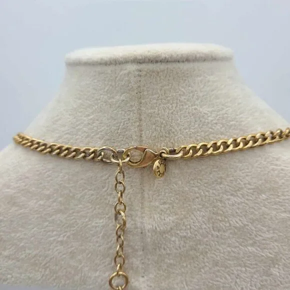 J Crew Clear Crystal Gold Tone V Cluster Statement Necklace - Picture 3 of 9